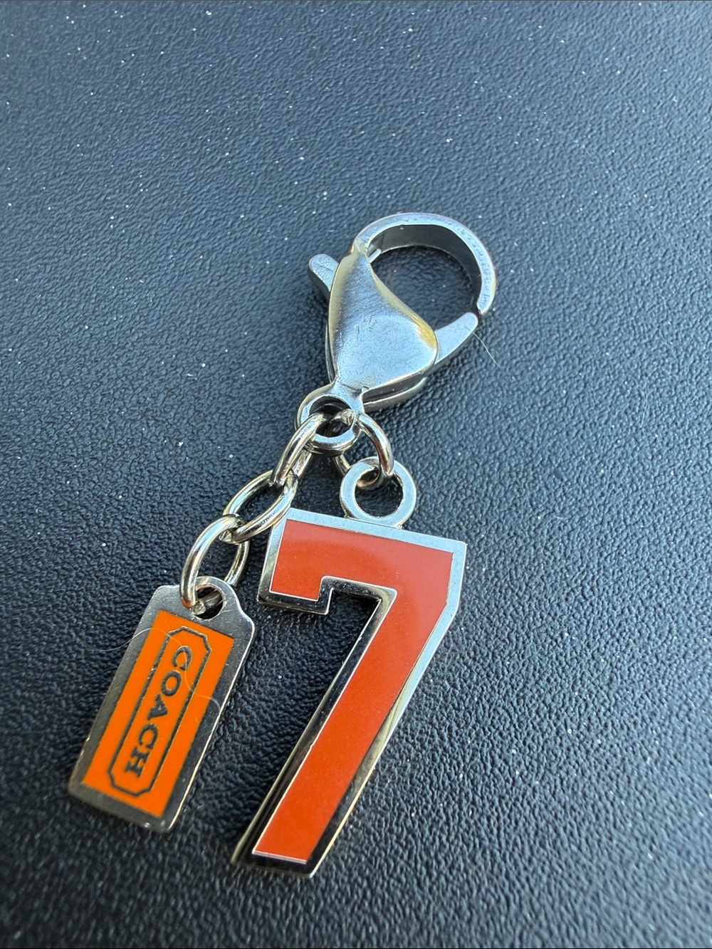 Coach Orange Enamel Number 7 Key Charm with Coach Tag